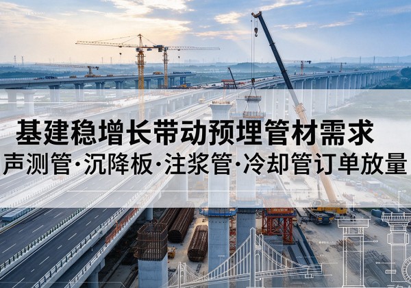 耿马基建稳增长带动预埋监测管材需求，声测管、沉降板、注浆管订单持续放量